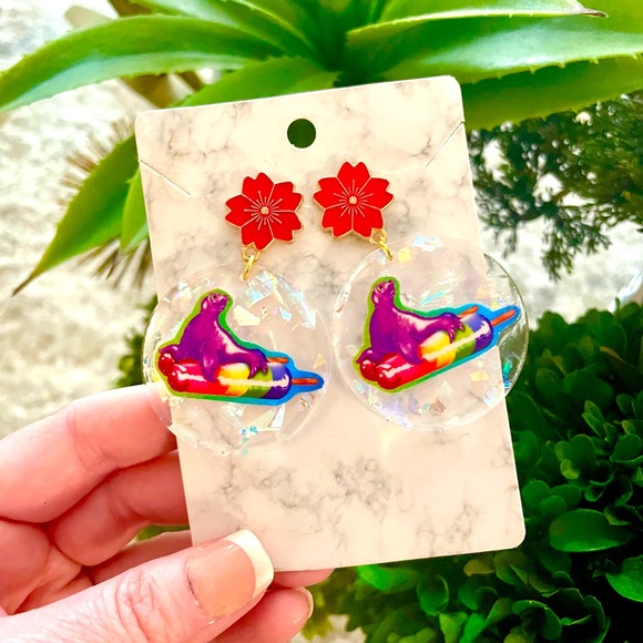 Lisa Frank Rare Porpoise Popsicle Earrings - Picture 3 of 5